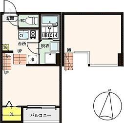 アローラテラス卸町 1Kの間取図画像