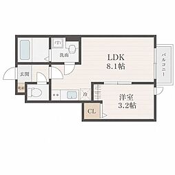 FORIA新宮沢橋A 1LDKの間取図画像