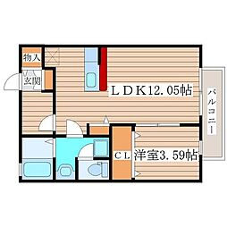 ウエストパークTS 1LDKの間取図画像