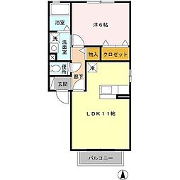 ベルデュール八乙女2 1LDKの間取図画像