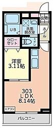 フォリアビレッジ長町南　Ｂ 3階1LDKの間取り