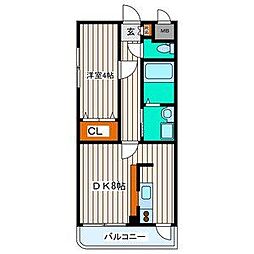 レーベンス柏木 3階1DKの間取り
