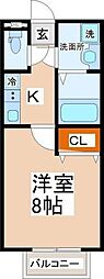 キャピタル大和町A 1Kの間取図画像