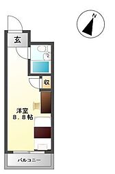 Ｋａｎｏｎ　Ｓｅｎｄａｉ（カノン　センダイ） 2階ワンルームの間取り