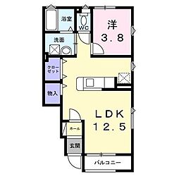 北山壱番館 1LDKの間取図画像