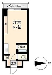 アソルティ東二番丁 ワンルームの間取図画像