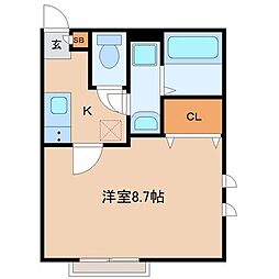 仙台市若林区木ノ下1丁目アパート 1Kの間取図画像