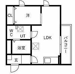 メリディアン台原 1LDKの間取図画像