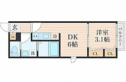 宮町4丁目AP A棟 1DKの間取図画像