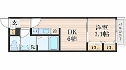 宮町4丁目AP A棟 1DKの間取図画像