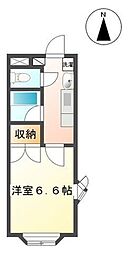 ハイブリッドレジデンスVI 1階1Kの間取り