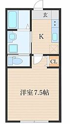 ポラリス文化町 1Kの間取図画像