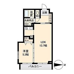 Ｓ−ＦＯＲＴ泉中央 2階1LDKの間取り