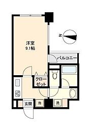 ガーネットヒルズ上杉 203 2階1Kの間取り