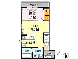 D-ROOM小田原2丁目A 3階1LDKの間取り