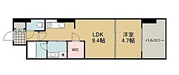 シーズンフラッツ上杉 9階1LDKの間取り