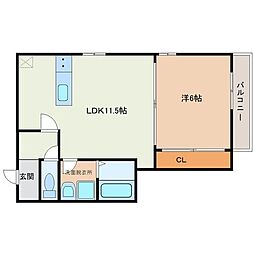 サンパークIII 3階1LDKの間取り