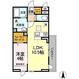 イーストナイン 1階1LDKの間取り