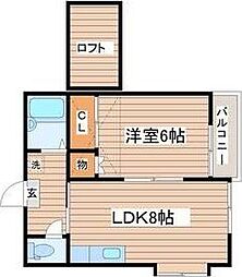 レモンハウス 2階1LDKの間取り