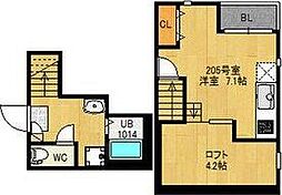 RIZEST レガーロ東照宮 2階ワンルームの間取り