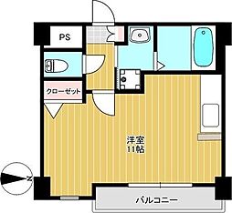 エルフ上杉 3階ワンルームの間取り