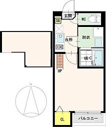 プレミアヒルズ仙台国見 2階1Kの間取り