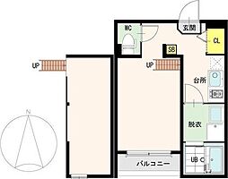 プレミアヒルズ仙台国見 2階1Kの間取り