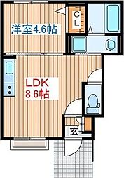 エトワール 1階1LDKの間取り