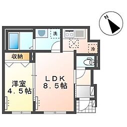 エトワール 1階1LDKの間取り