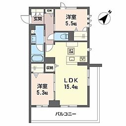 ＣＬＡＳＳＥＵＭ連坊II 3階2LDKの間取り