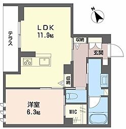 メゾンｒｕｅｂｒｉｌｌｅｒ 1階1LDKの間取り