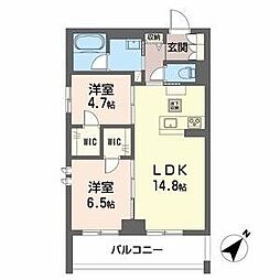 ＣＬＡＳＳＥＵＭ連坊II 1階2LDKの間取り