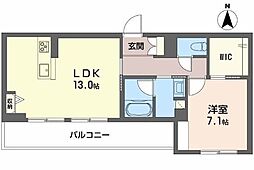 Ｔｅｒｒａｃｅ米ケ袋 2階1LDKの間取り