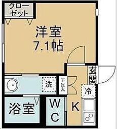 城壁のカメリアII 1階1Kの間取り