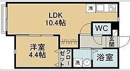 キャピタル保春院 2階1LDKの間取り