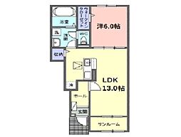 サニーセトル拾弐号館 1LDKの間取図画像