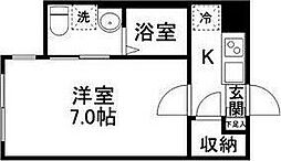 スタジオフラット八幡 2階1Kの間取り