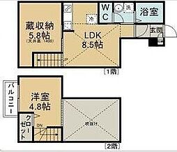 メゾンヤマダ 1階1LDKの間取り