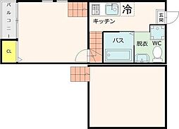 Gran de 愛宕橋 2階1Kの間取り