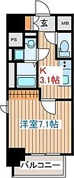 Brighton East 8階1Kの間取り