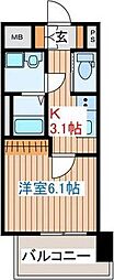 Brighton East 4階1Kの間取り