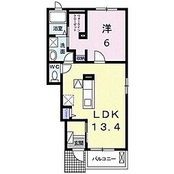 プラシードＳＫIII 1階1LDKの間取り