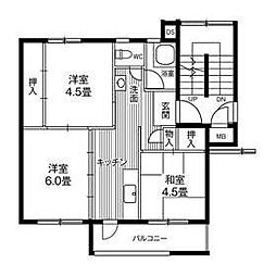 ビレッジハウス仙台鶴ケ谷五丁目3号棟 3階3Kの間取り