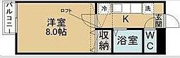 アクセスコート弐番館 1階1Kの間取り