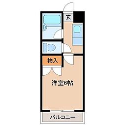 プレステージ横田 3階1Kの間取り