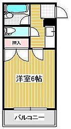 プレステージ横田 2階1Kの間取り