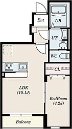 プランドール長町 1階1LDKの間取り