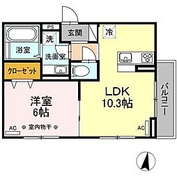 ラウム上杉 302 3階1LDKの間取り