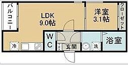 REGALEST榴岡公園 3階1LDKの間取り