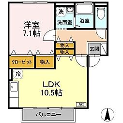 ウィルモア　ＡＢＣＤＥ館 2階1LDKの間取り